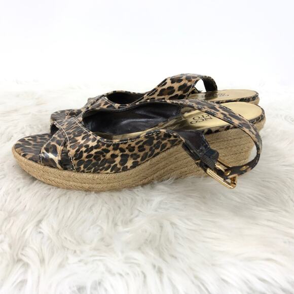 Franco Sarto 7.5 M Womens Cheetah Print Comedy Slingback Espadrille Wedges - Picture 4 of 8